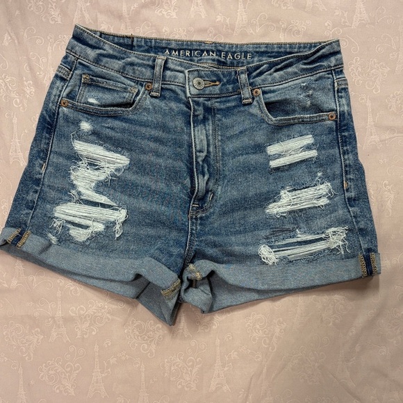 American Eagle Outfitters Ripped Blue Jean Shorts - Picture 1 of 4